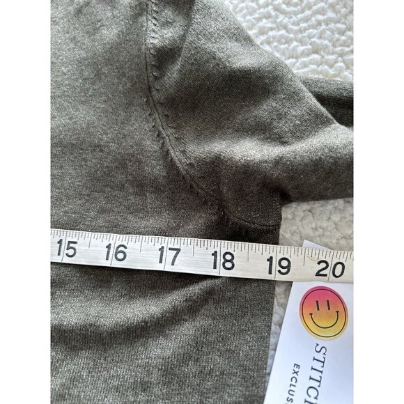 Pink Clover Stitch Fix Olive Green Penton Stretch Open Cardigan Sweater Size M - Picture 10 of 11